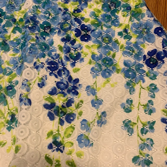 Studio One New York A Line Dress Tea Party Sleeveless white and Blue Floral Sz 6 - Picture 2 of 9